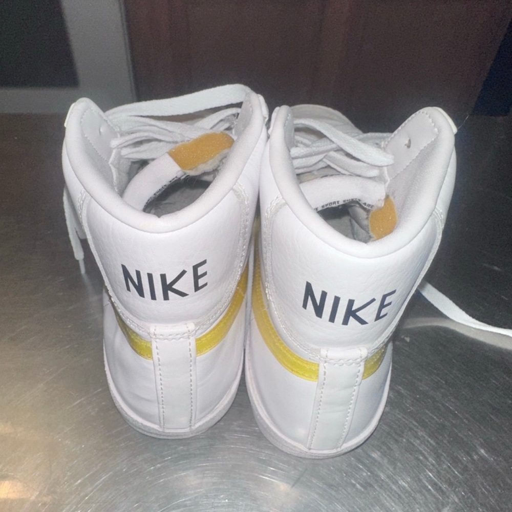White and Yellow High-Top Sneakers - Picture 4 of 7